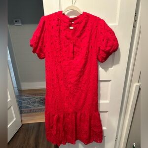 Red XL eyelet dress, never worn, no tags